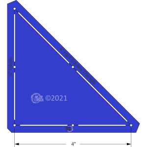 Triangle Half Square - 4 Inch - Acrylic Template - KEYHOLE with 1/4 Inch Seam Allowance