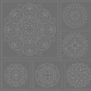 Mandala Sashiko Stitchery Panel - DV 4066 Steel