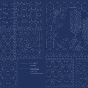 Botanical Sashiko Stitchery Panel - DV 4071 Navy