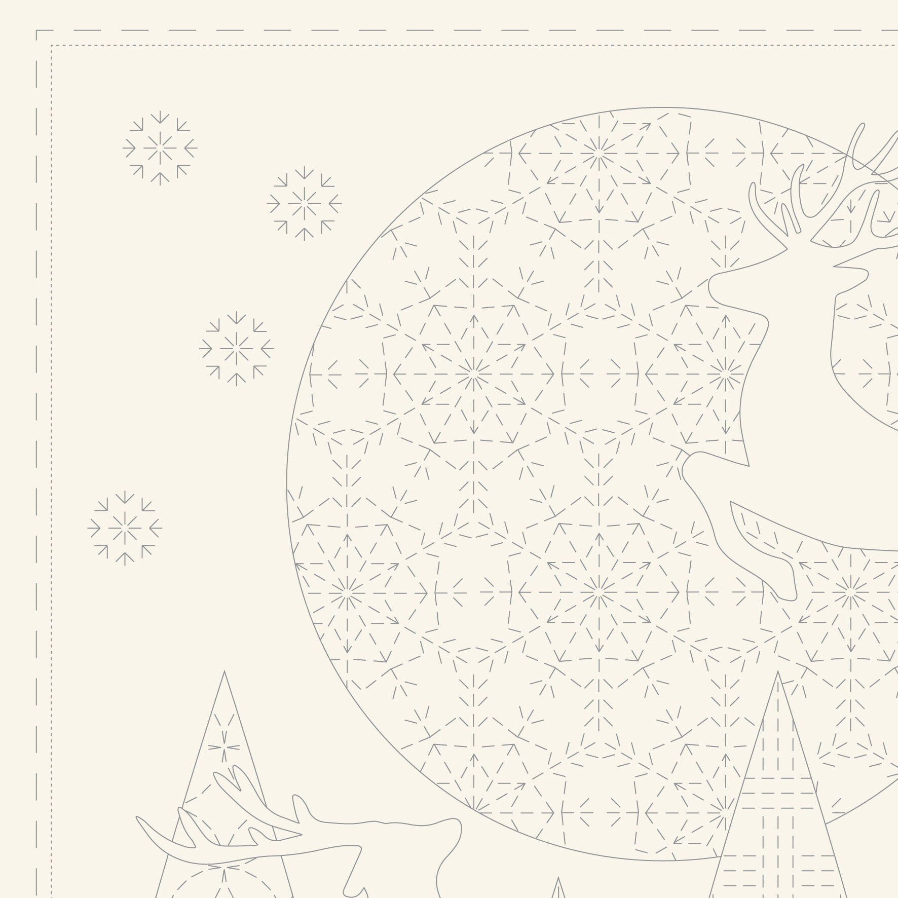 Christmas Sashiko Stitchery Panel - DV 4080 Natural