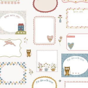 Owl and Hare Hollow - Natalie Bird Quilt Label Panel DV3442