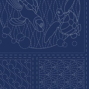 Ocean Sashiko Stitchery Panel - DV 4091 Navy