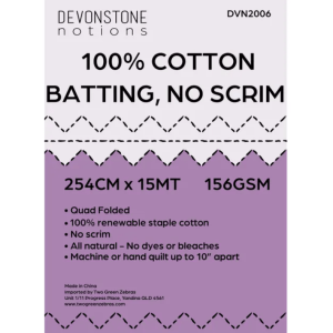 Devonstone 100 % Cotton Wadding NO Scrim - 254cm Wide