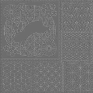 Sashiko Stitchery Panel - DV 4056 Steel