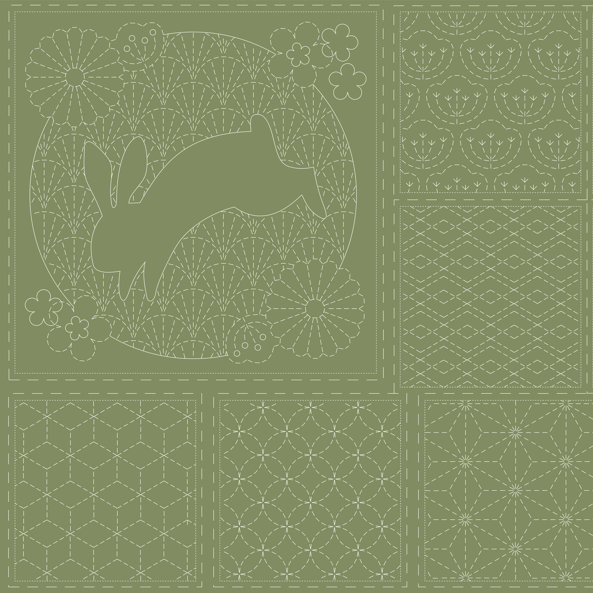 Sashiko Stitchery Panel - DV 4057 Jungle Nights