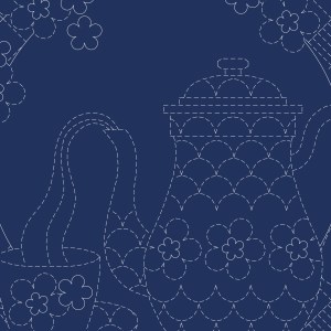 Teatime Sashiko Stitchery Panel - DV 4266 Navy