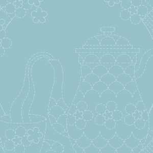 Teatime Sashiko Stitchery Panel - DV 4267 Blue Lagoon