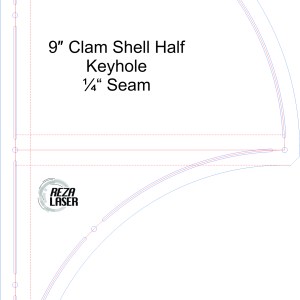 Clam Shell Half - 9 Inch - Acrylic Template - KEYHOLE with 1/4 Inch Seam Allowance